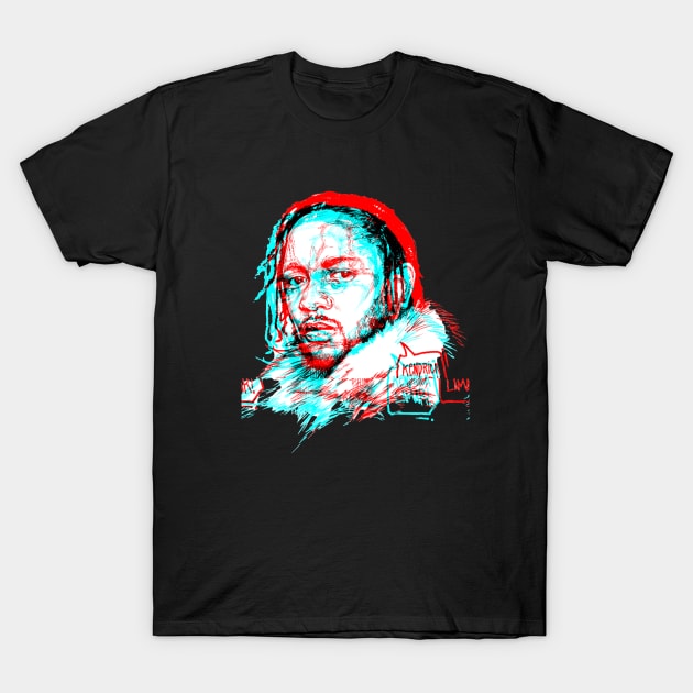 KENDRICK LAMAR GLITCHED 3D T-Shirt by Basic Lee